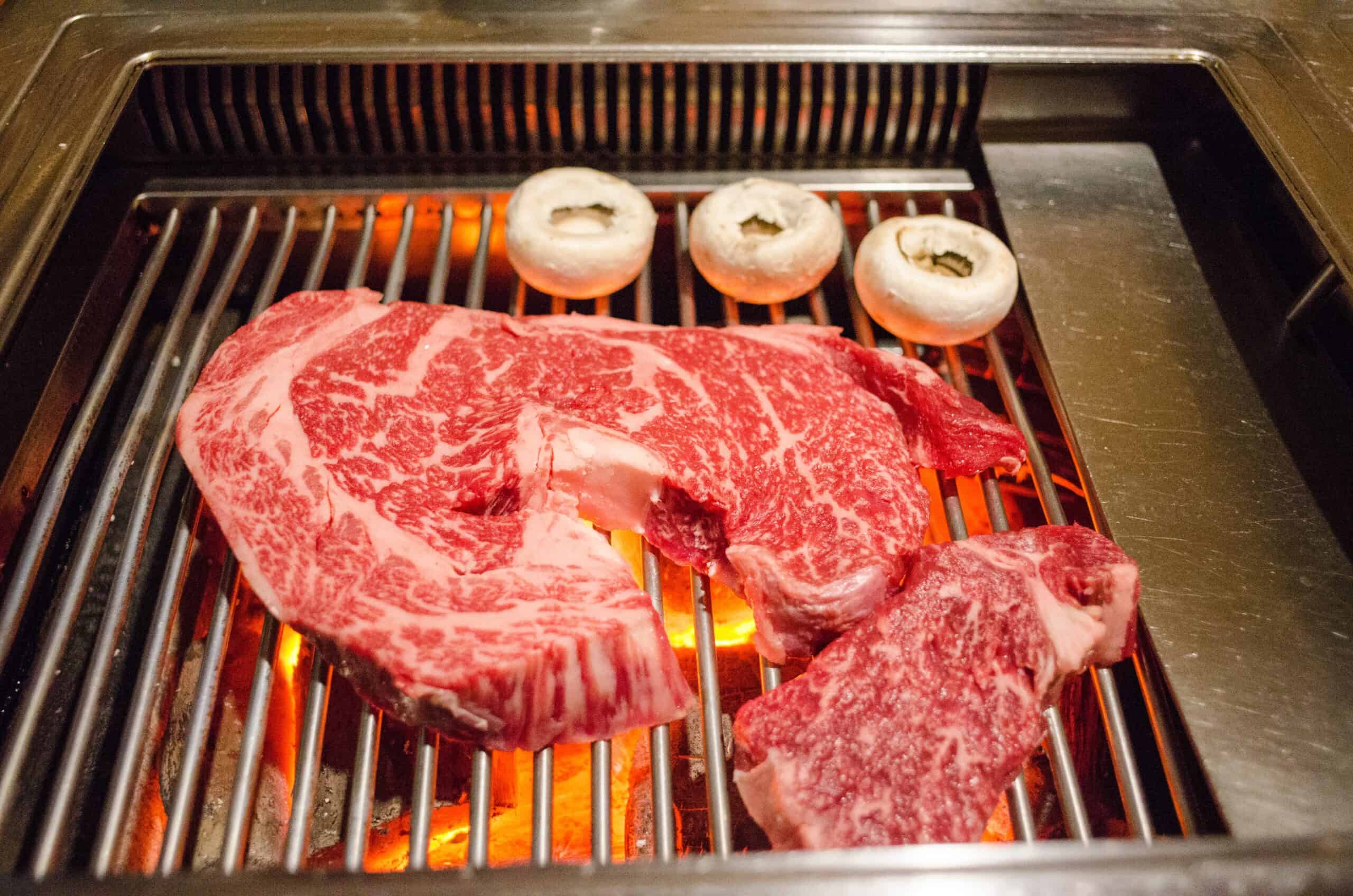 Wagyu Steak Cooking on Grill